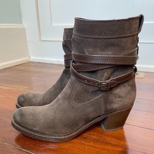 FRYE Women's Jane Strappy Short Boot, Charcoal, 8.5 M US